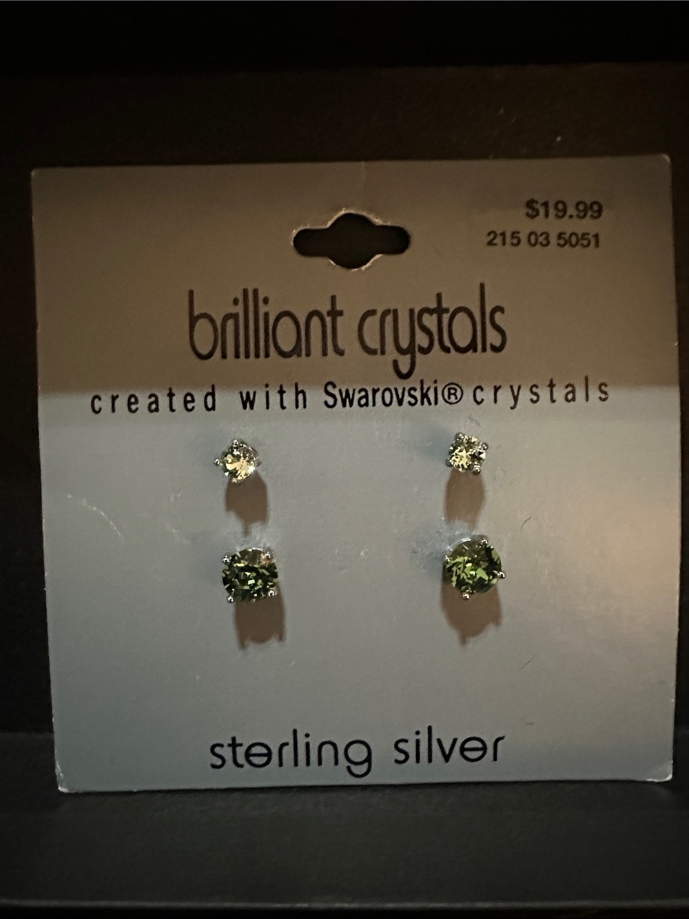 Target Brilliant Crystals Sterling Silver Green Stud Earring Set